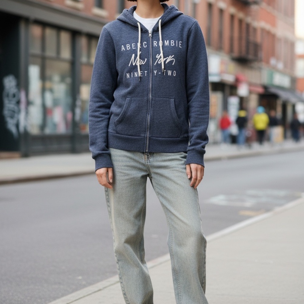Abercrombie & Fitch Women’s Zip-Up Hoodie Medium‎ Preppy Y2K 2000’s